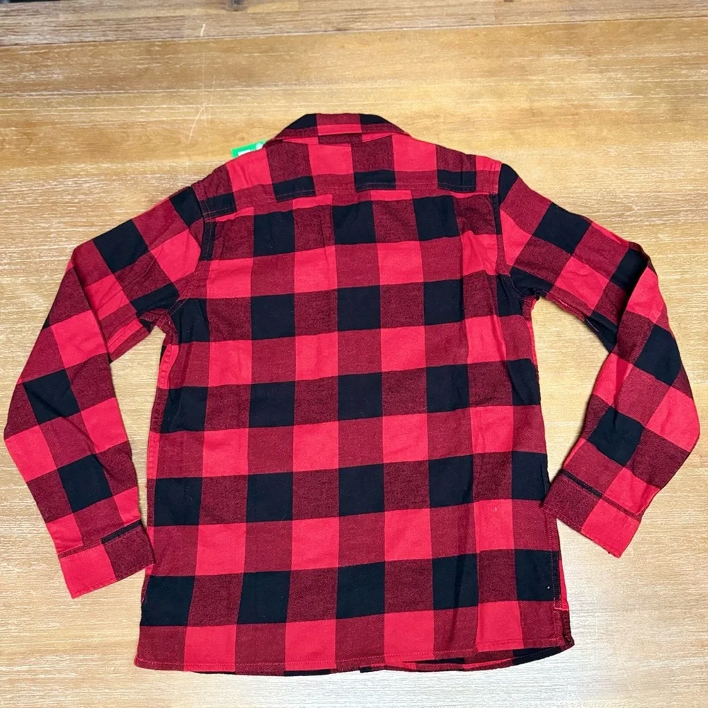 NWT Gap Kids Flannel LS Shirt 100% Organic Cotton Red Buffalo Plaid Sz XXL 14/16